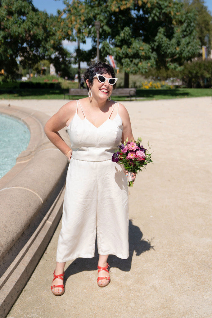 I made my own wedding dress, but it was a jumpsuit – Spokes & Stitches